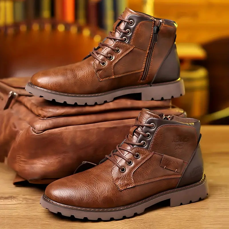 Airborne elegance: Zipped leather boots