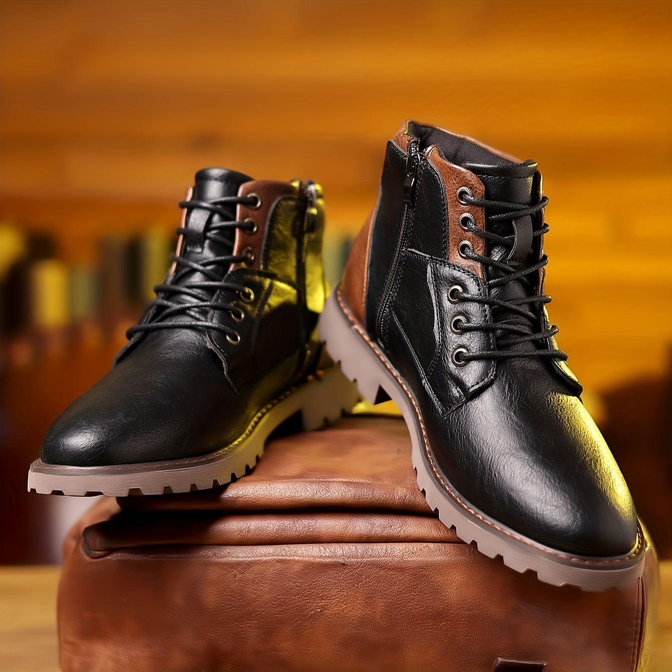 Airborne elegance: Zipped leather boots